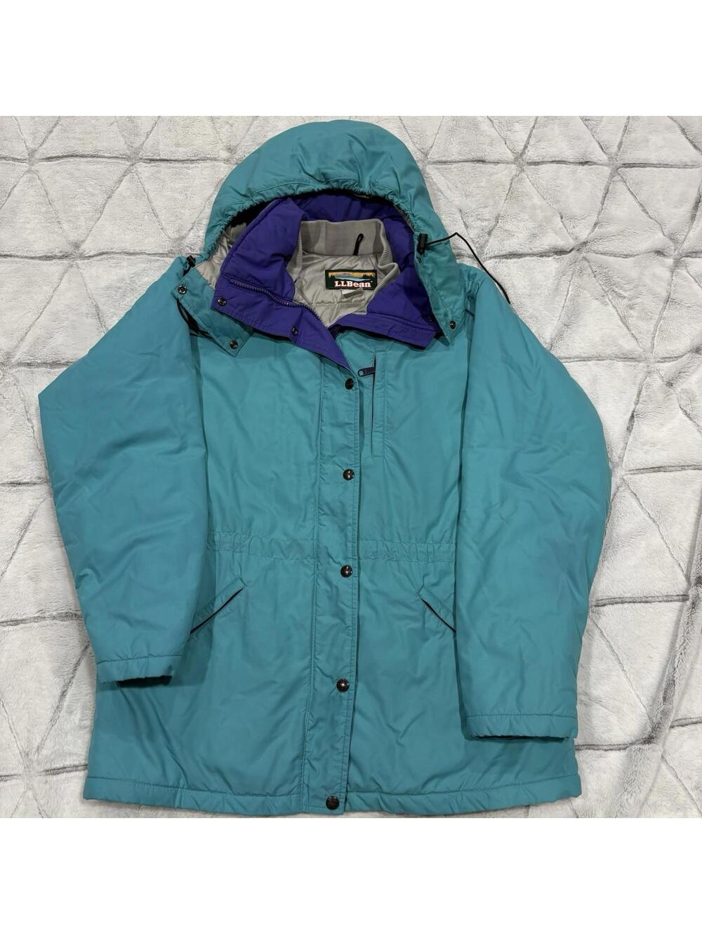 L.L.Bean Vintage 90s Retro Granny Women's Medium Teal Winter Coat Colorful